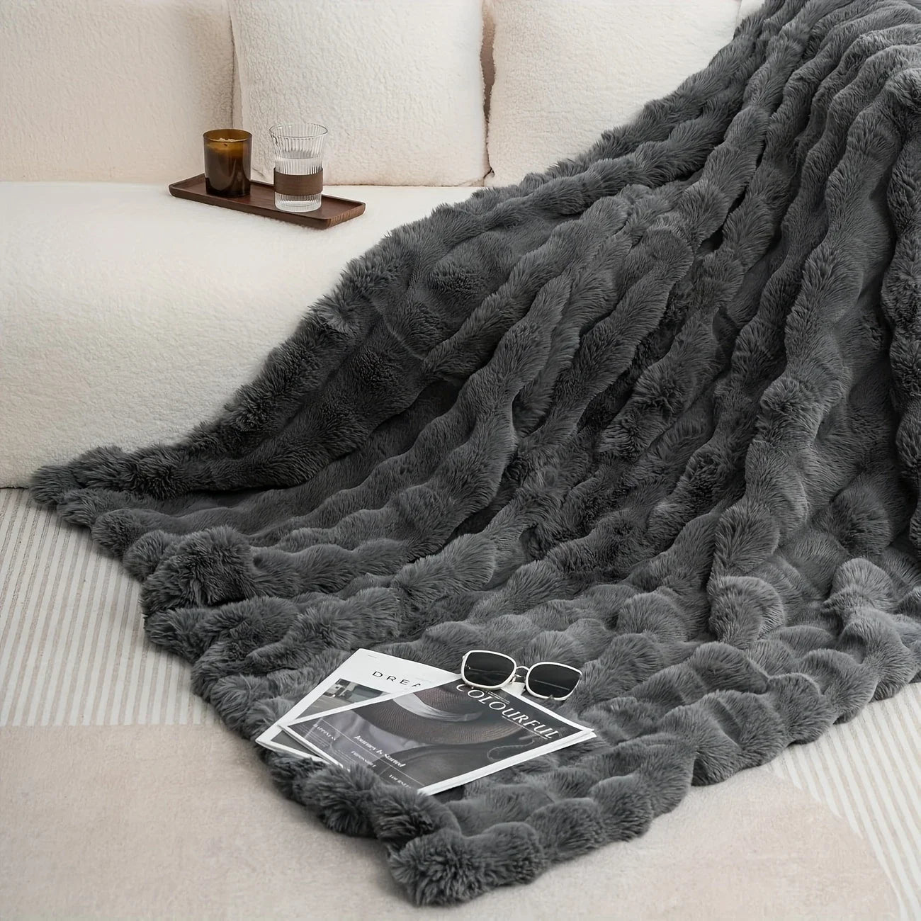 Ultra-Soft Faux Rabbit Fur Blanket